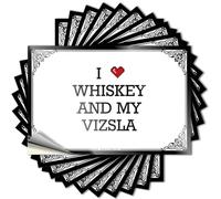 Car Stickers I Love Whiskey & My Vizsla Stickers Tool Decal Funny Hard Hat Stickers for Adults(12X18CM)
