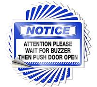 Car Stickers Notice Attention Please Wait for Buzzer Then Push Door Open Stickers 10 Pcs Car Window Stickers Warning Sticker(8X12CM)