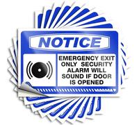 Car Stickers Notice Emergency Exit Only Security Alarm Will Sound If Door is Opened Stickers 10Pcs Cave Man Bar Small Sign(6X9CM)