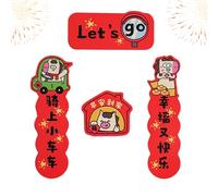 Car Stickers: Rubber, Good Luck Magnetic Couples With Soft Magnet, Chinese Spring Festival Couples | 2026 Mini Stickers Year Of The Horse New Year Greetings Pu Decoration