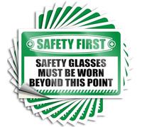 Car Stickers Safety First Safety Glasses Must Be Worn Beyond This Point Stickers 10Pcs No Stupid People Sign Bar Funny Signs(6X9CM)