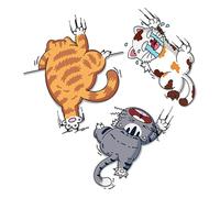 Car Stickers, Set of 3 Funny Car Vinyl Stickers - Cute Cat Car Sticker - Scratch Cat Car Stickers for Car Door Window Decoration
