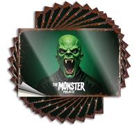 Car Stickers The Monster Projects: A Green-Hued Horror Portrait Stickers 10Pcs Funny Car Stickers Man Cave Sign Funny(6X9CM)