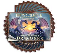 Car Stickers Two Purple Dragons Facing Each Other with Warning Text Stickers 10Pcs Funny Sticker Car Accessories(8X12CM)