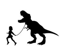 Car Stickers Vinyl Decal Girl Leading A T-Rex Motorcycle Decorative Accessories Creative Waterproof20x13.5 cm