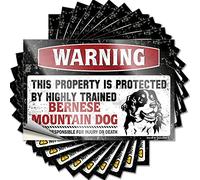 Car Stickers Warning This Property is Protected by A Highly Trained Bernese Mountain Dog Funny Sticker 10 Pcs Funny Signs for Home Decor Car Stickers Funny(12X18CM)
