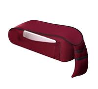 Car Storage Armrest The Universal Soft Car Vehicle Central Armrest Box Cover Pad Heighten Cushion with Pockets wear-resistant(Wine Red)