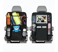 Car storage bag 2PCS, universal seat back storage bag, child rear seat protector 10-inch tablet holder, rear seat with 5 storage pockets for bottles, toys, books, water bottles, umbrellas, drinks