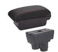 Car Storage Box Armrest Box 2019-2022 Center Console Storage Box Decoration Accessories Leather For Dacia For Duster Car Arm Rest Car Storage Box(C1 Black red NO USB)