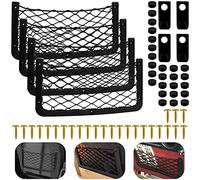 Car Storage Net Car Nets Bag for Luggage Net Motorhome Wall Bag Storage Net with Hooks and Screws Boot Net Universal Car Organiser Net Car Seat Boot Nets (Pack of 4)