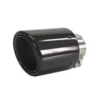 Car Styling Carbon Fibre Glossy Tail Pipe Rolling Edge Muffler Pipes Universal Stainless Mufflers End Tips Rear Exhaust System(60 Inlet 114 Outlet)