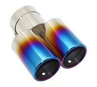 Car Styling Mufflers Exhaust Tail Throat Pipe Tip Flat Universal Straight Stainless Steel Multi-size Dual Outlet Exhaust Tip(BLUE 57MM)