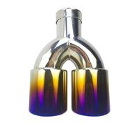 Car Styling Mufflers Exhaust Tail Throat Pipe Tip Universal Stainless Steel Multi-size Dual Outlet 51mm 63mm Exhaust Tip(Blue 60MM)