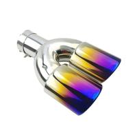 Car Styling Mufflers Exhaust Tail Throat Pipe Tip Universal Stainless Steel Multi-size Dual Outlet Auto Muffler 51mm 63mm Car Exhaust Pipe Tailpipe(Blue 60MM)