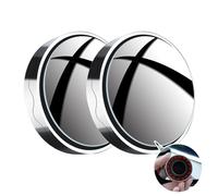 Car Suction Cup Mount Auxiliary Rearview Mirror 360 Gree Rotating Wi-angle Round Frame Blind Spot 2pcs Glass For Car Mirrors(Sliver suction cup A)