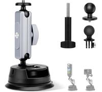 Car Suction Cup Mount for Insta-360 X4 X3 X2/GO 3S/GO 3/Gopro Hero 13 12 11 10 9 8/DJI Osmo Pocket 3/2/Action 5/4/3/2, Action Camera Suction Cup Mount with 360°Dual Head Ball Action Camera Accessories