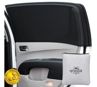 Car Sun Protection Shade for Baby, Stretchy Mesh Fits All as Sock, Blocks Sun on Back Seat Window, Sunscreen/Insect Screen Protects Your Child. 2-Pack. (Small, Grey)