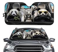 Car Sun Protection Windscreen, Funny Animals Design, Universal Size, UV Protection Windscreen Cover, Foldable Sun Visor (Cute Panda Family)