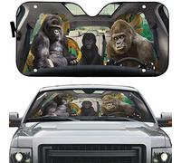 Car Sun Shade 3D Gorilla Family Holding Banana Windscreen Cover Keep Vehicle Cooler Windscreen Car Sunshades Universal For Car Summer Suv