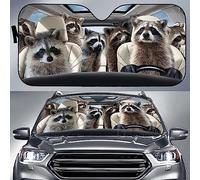 Car Sun Shade 3D Racoon Family On Car Driving Car Accessories Foldable Front Windshield Sun Shade Universal For Truck Summer Suv