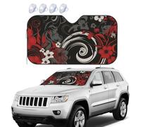 Car Sun Shade Foldable Windshield Sun Visor Protector Black and Red Pattern Windshield Sun Shade Car Front Window Sunshades for Most Sedans SUV Van Truck Car Accessories M