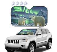 Car Sun Shade Foldable Windshield Sun Visor Protector Polar Bears Northern Lights Windshield Sun Shade Car Front Window Sunshades for Most Sedans SUV Van Truck Car Accessories S