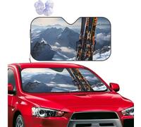 Car Sun Shade Foldable Windshield Sun Visor Protector Skis on mountain Windshield Sun Shade Car Front Window Sunshades for Most Sedans SUV Van Truck Auto Accessories M