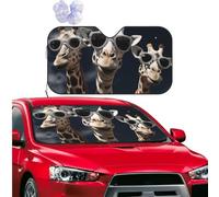 Car Sun Shade Foldable Windshield Sun Visor Protector Three giraffes wearing sunglasses Windshield Sun Shade Car Front Window Sunshades for Most Sedans SUV Van Truck Auto Accessories S