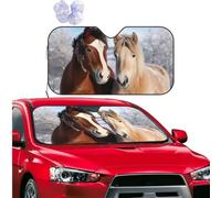 Car Sun Shade Foldable Windshield Sun Visor Protector Two horses standing in the snow Windshield Sun Shade Car Front Window Sunshades for Most Sedans SUV Van Truck Auto Accessories M