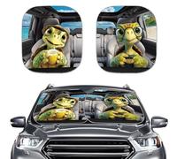 Car Sun Shade Front Windscreen 2-Piece 25.5 x 28.5 Inch UV Protection Heat Insulation Foldable Universal for Cars SUV Funny Animal Designs (Funny Little Animals)