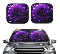 Car Sun Shade Windshield 2-Piece, Beautiful Purple Glitter Print Foldable Front Windshield Sun Visor Sunshade for Car Windshield, L