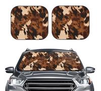Car Sun Shade Windshield 2-Piece, brown cowhide art Print Foldable Front Windshield Sun Visor Sunshade for Car Windshield, M