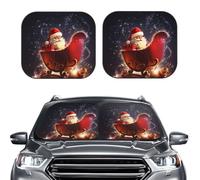 Car Sun Shade Windshield 2-Piece, Christmas Magic Print Foldable Front Windshield Sun Visor Sunshade for Car Windshield, S