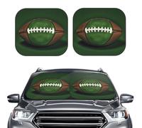 Car Sun Shade Windshield 2-Piece, Football Green Print Foldable Front Windshield Sun Visor Sunshade for Car Windshield, L
