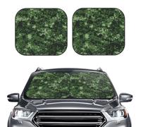 Car Sun Shade Windshield 2-Piece, Green Army Digital Camouflage Print Foldable Front Windshield Sun Visor Sunshade for Car Windshield, L