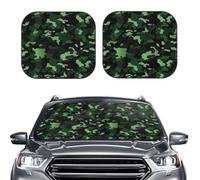 Car Sun Shade Windshield 2-Piece, Green camouflage Print Foldable Front Windshield Sun Visor Sunshade for Car Windshield, L