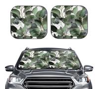 Car Sun Shade Windshield 2-Piece, Green Eucalyptus Leaves Print Foldable Front Windshield Sun Visor Sunshade for Car Windshield, S