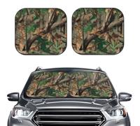 Car Sun Shade Windshield 2-Piece, Hardwoods Green Camouflage Print Foldable Front Windshield Sun Visor Sunshade for Car Windshield, S