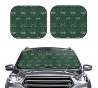 Car Sun Shade Windshield 2-Piece, Hunter Green Floral Petals Pattern Print Foldable Front Windshield Sun Visor Sunshade for Car Windshield, S