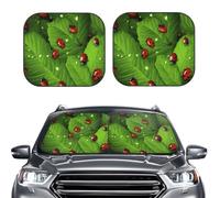 Car Sun Shade Windshield 2-Piece, Leaves and Ladybugs Print Foldable Front Windshield Sun Visor Sunshade for Car Windshield, S