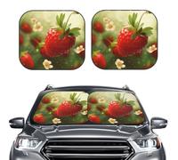 Car Sun Shade Windshield 2-Piece, Lovely Strawberry Print Foldable Front Windshield Sun Visor Sunshade for Car Windshield, M