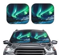 Car Sun Shade Windshield 2-Piece, Northern Lights Print Foldable Front Windshield Sun Visor Sunshade for Car Windshield, S
