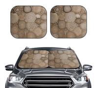 Car Sun Shade Windshield 2-Piece, Petoskey Stone Print Foldable Front Windshield Sun Visor Sunshade for Car Windshield, L