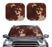 Car Sun Shade Windshield 2-Piece, red brown cowhide Print Foldable Front Windshield Sun Visor Sunshade for Car Windshield, S