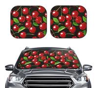 Car Sun Shade Windshield 2-Piece, Red Cherries Print Foldable Front Windshield Sun Visor Sunshade for Car Windshield, L