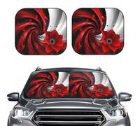 Car Sun Shade Windshield 2-Piece, Red Flower Print Foldable Front Windshield Sun Visor Sunshade for Car Windshield, L