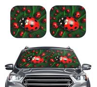 Car Sun Shade Windshield 2-Piece, Red Ladybug Print Foldable Front Windshield Sun Visor Sunshade for Car Windshield, S