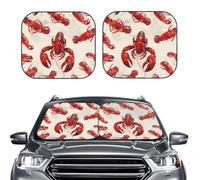 Car Sun Shade Windshield 2-Piece, Red Lobster Print Foldable Front Windshield Sun Visor Sunshade for Car Windshield, L
