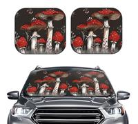 Car Sun Shade Windshield 2-Piece, Red Mushrooms 1 Print Foldable Front Windshield Sun Visor Sunshade for Car Windshield, M