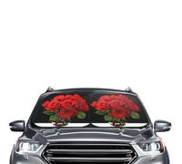 Car Sun Shade Windshield 2-Piece, Red Rose Print Foldable Front Windshield Sun Visor Sunshade for Car Windshield, S